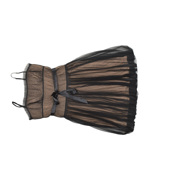 BCBGMAXAZRIA Black Mesh & Nude Pleated Mini Dress Regular Size 6 - Picture 1 of 8